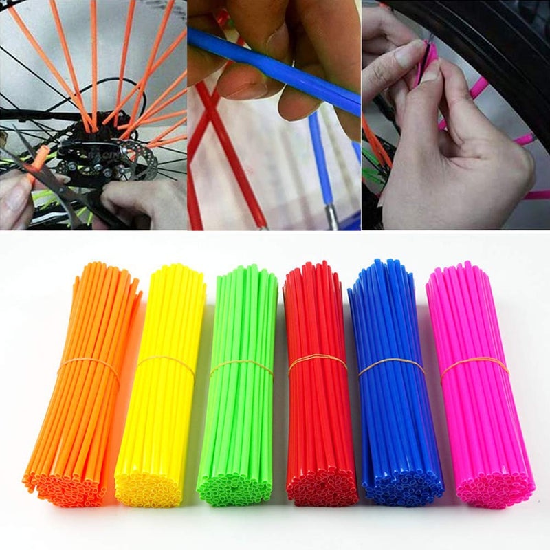 Teensery 72 Pcs Motorcycle Spoke Skins Wraps Colorful Bicycle Spoke Cover Coat Pipe Protector Bike Wheel Decoration, Assorted Color - Image 3
